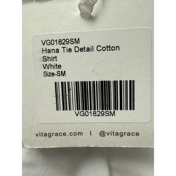 Vita Grace NEW Hana Tie Detail Cotton Shirt in White Size Small Long Sleeves - Picture 15 of 16